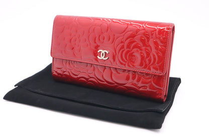 Chanel Long Wallet in Red Patent Leather