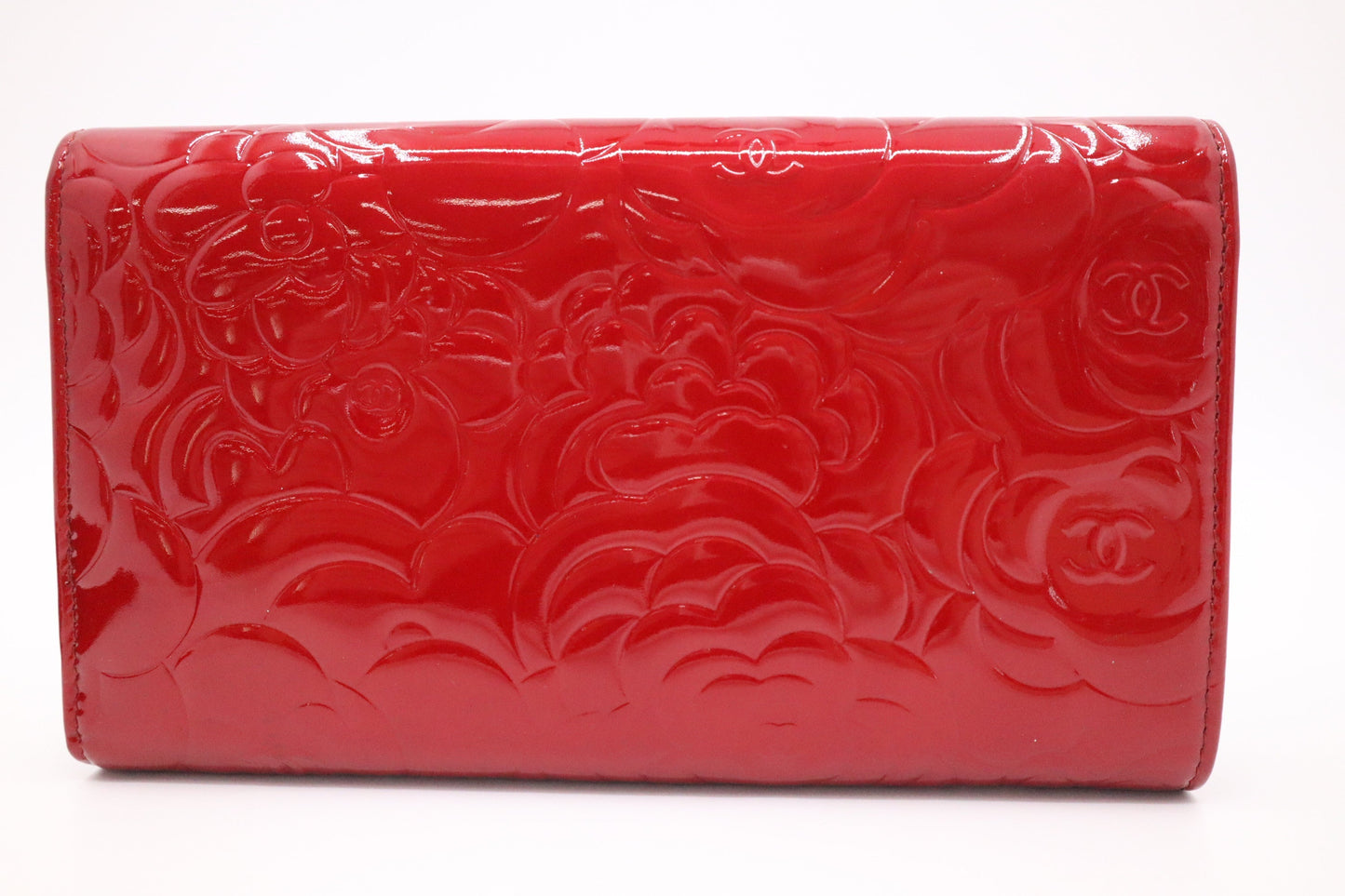 Chanel Long Wallet in Red Patent Leather
