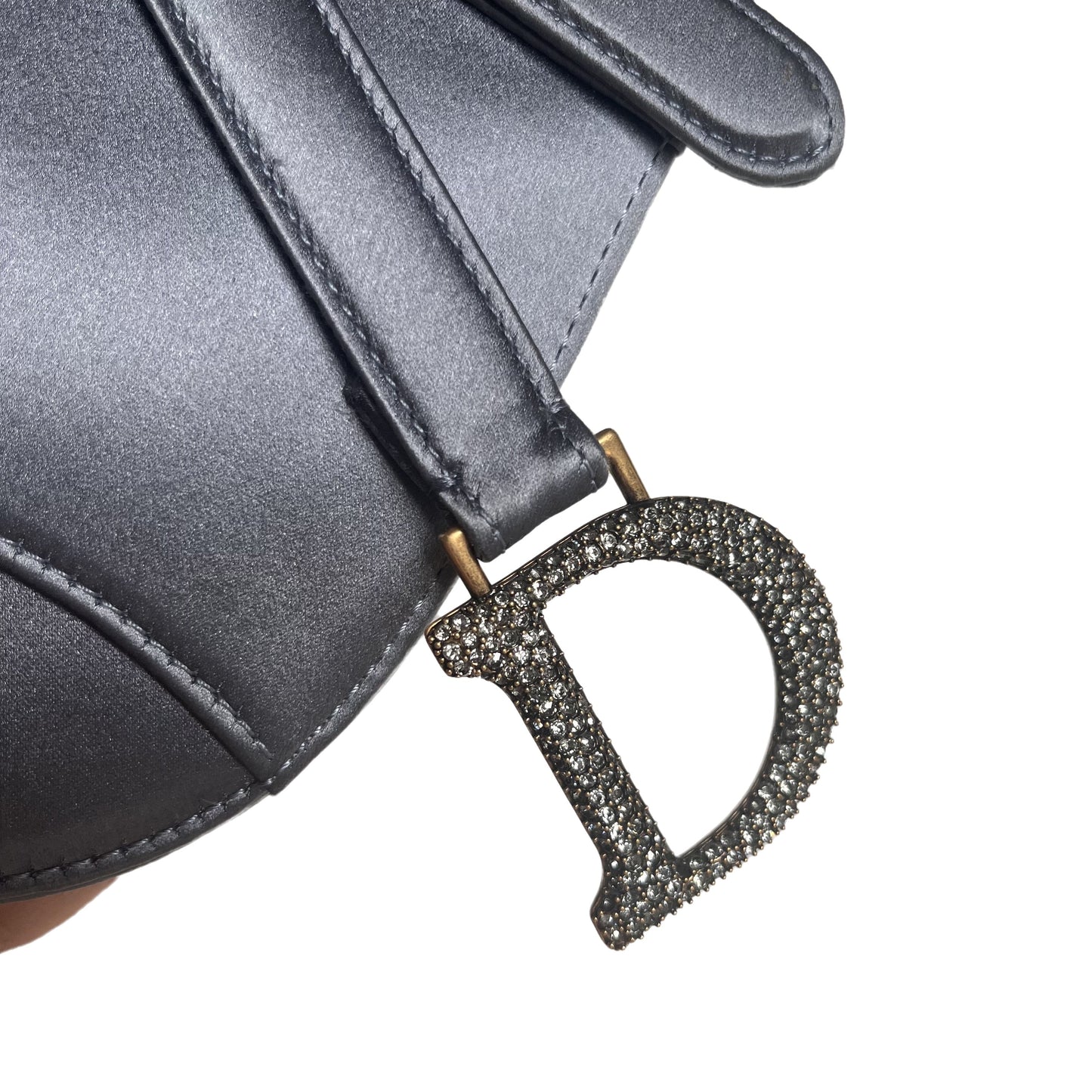 Dior Saddle Mini Silk Blue with Crystal Embedded Buckles