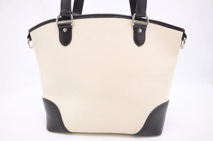 Burberry Tote Bag in Cream Canvas and Brown Leather
