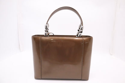 Dior Malice Shoulder Bag in Brown Patent Leather