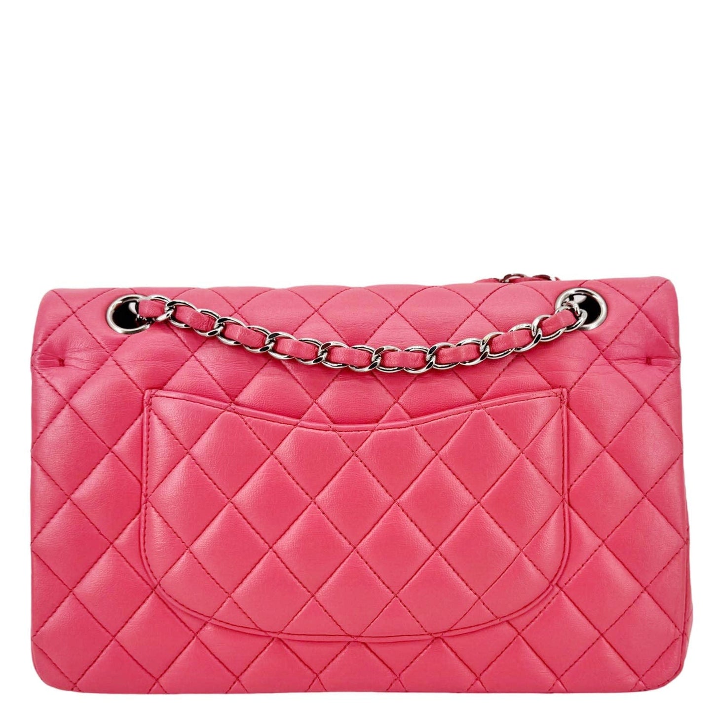 CHANEL Classic Double Flap Medium  Quilted Leather Shoulder Bag Salmon Pink