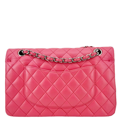 CHANEL Classic Double Flap Medium  Quilted Leather Shoulder Bag Salmon Pink