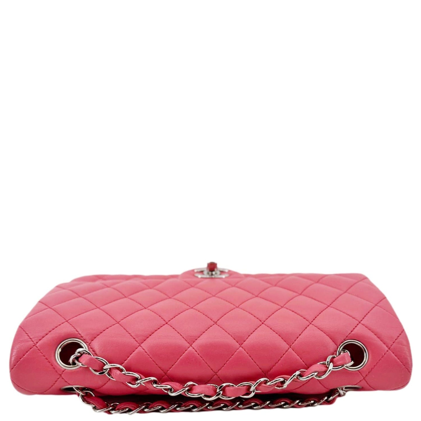 CHANEL Classic Double Flap Medium  Quilted Leather Shoulder Bag Salmon Pink