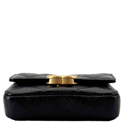 CHANEL Sweetheart CC Chain Quilted Caviar Leather Belt Bag Black