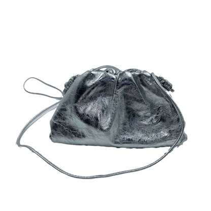 Bottega Veneta Pouch Mini Silver Lambskin Leather