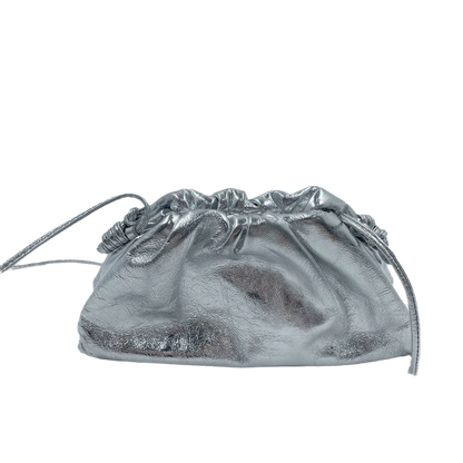 Bottega Veneta Pouch Mini Silver Lambskin Leather