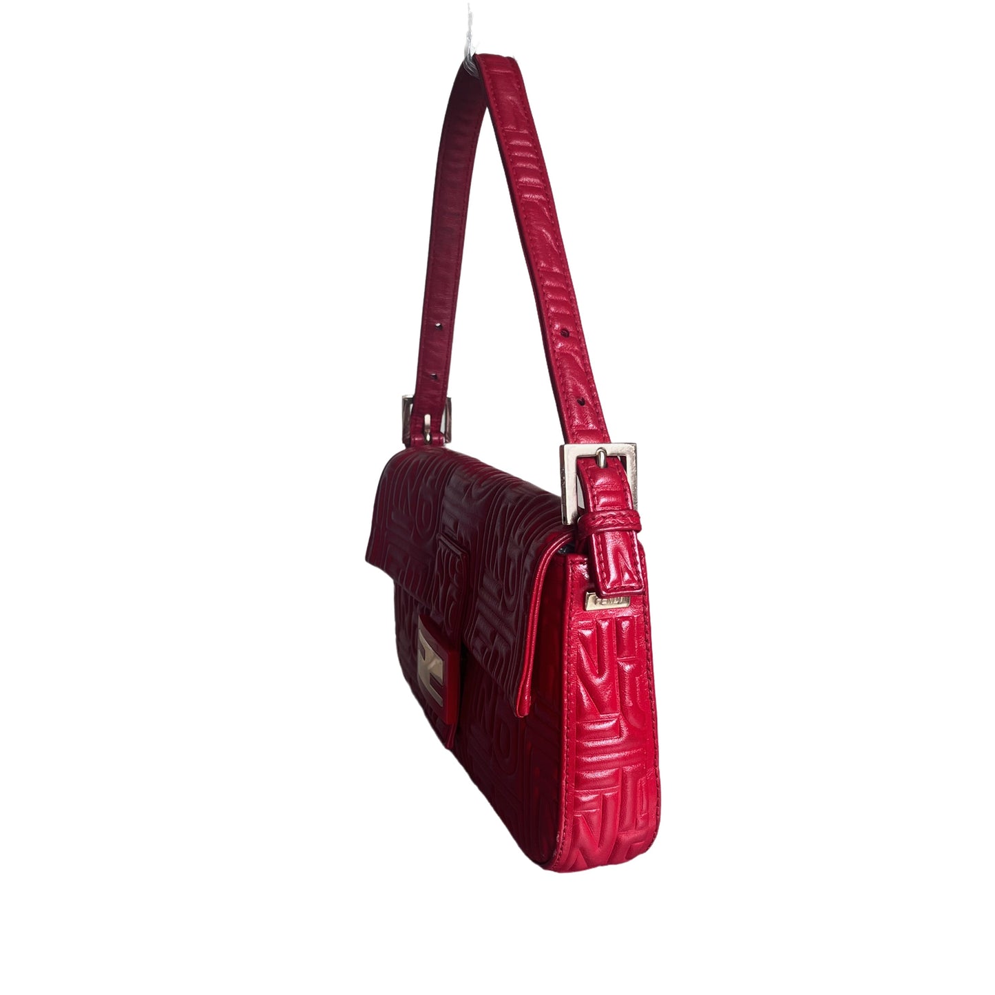 Fendi Baguette 1997 Re-edition 3D Embossed Red Leather Shoulder bag