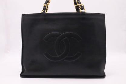 Chanel Large Chain Tote in Black Leather