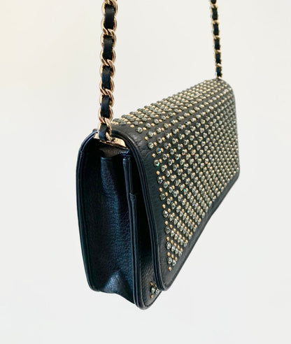 CHANEL CRYSTAL EMBELLISHED WALLET ON CHAIN