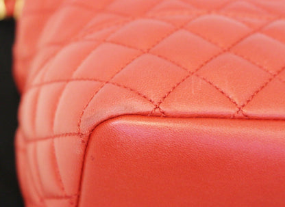 Chanel Red Quilted Lambskin Forever Small Hobo Bag
