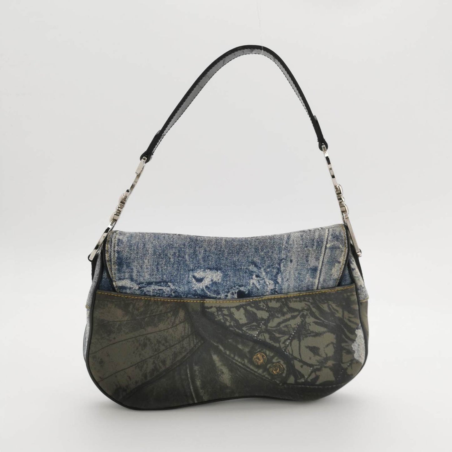 Dior Speedway Denim Print Double Saddle Handbag Vintage