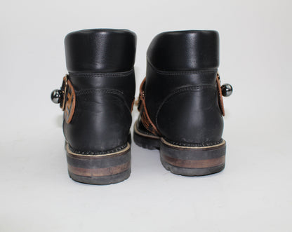 FENDI WOMEN'S FUR-TRIMMED LEATHER ANKLE BOOTS