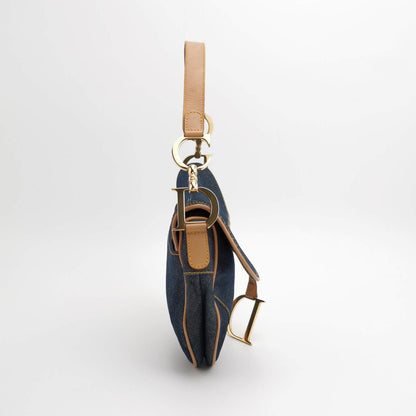 Dior Saddle Vintage Navy Denim with Silk Lining and Leather Trim