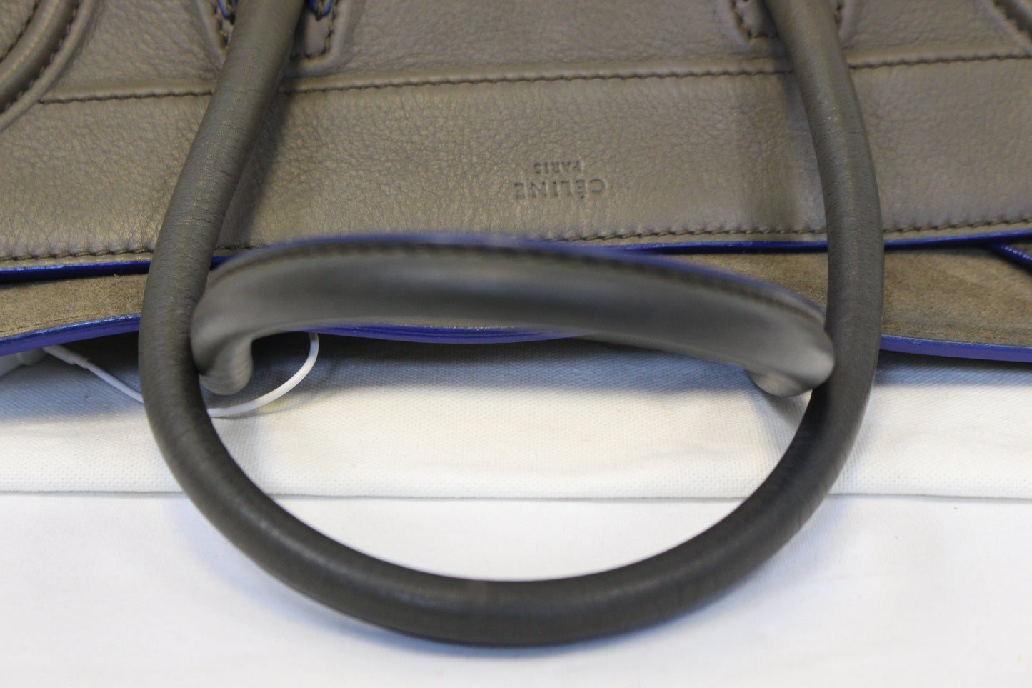 CELINE Phantom Luggage Olive Green Bicolor Grained Leather  Bag