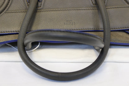 CELINE Phantom Luggage Olive Green Bicolor Grained Leather  Bag