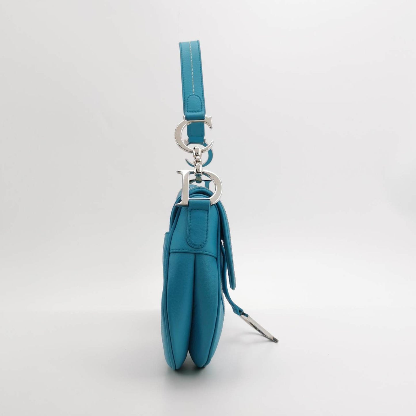 Dior Saddle Vintage Leather Baby Blue with Silver Hardware