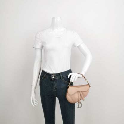 Dior Saddle Mini Silk Satin Pink with crystals