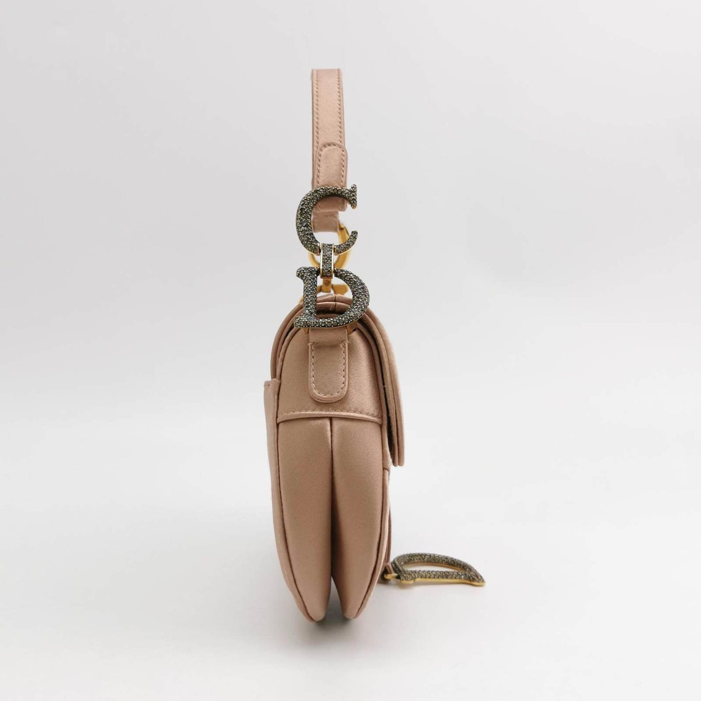 Dior Saddle Mini Silk Satin Pink with crystals