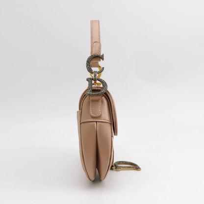 Dior Saddle Mini Silk Satin Pink with crystals