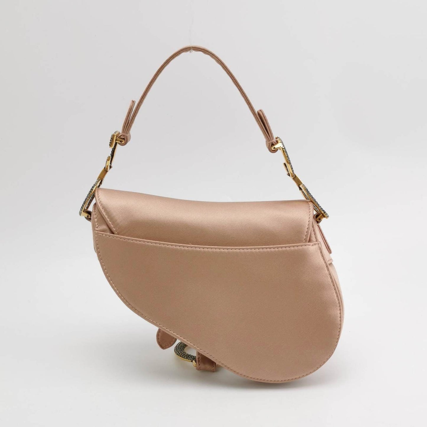Dior Saddle Mini Silk Satin Pink with crystals