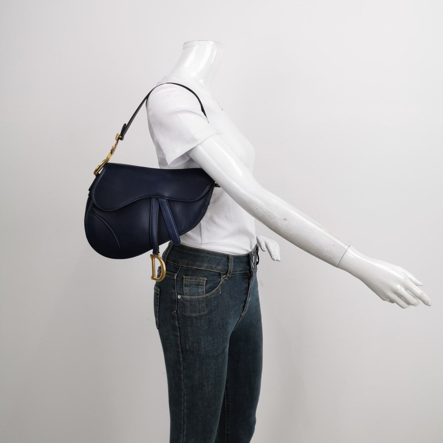 Christian Dior Saddle Medium Navy Smooth Calfskin Leather