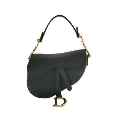 Dior Saddle Mini Black Grained Leather with Gold Hardware