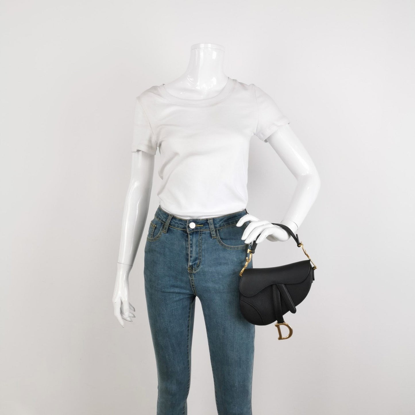 Dior Saddle Mini Black Grained Leather with Gold Hardware
