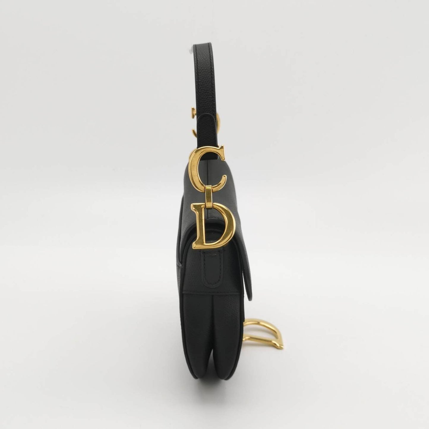 Dior Saddle Mini Black Grained Leather with Gold Hardware