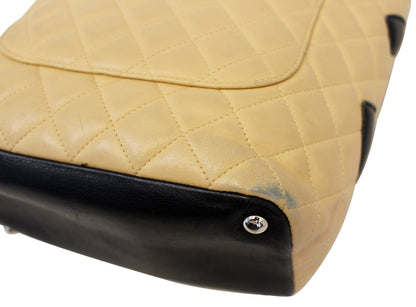 CHANEL Cambon Ligne Quilted Tote Beige Black - Last Call