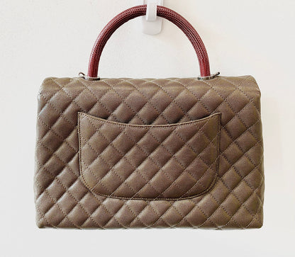CHANEL COCO CAVIAR QUILTED LIZARD HANDLE BAG