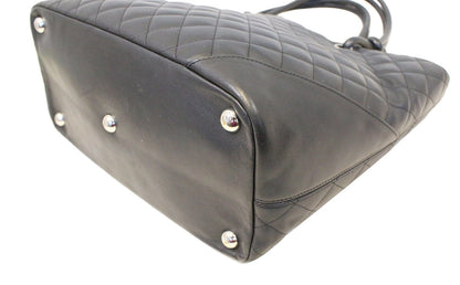 CHANEL Black Calf Skin Leather Large Cambon Tote Bag