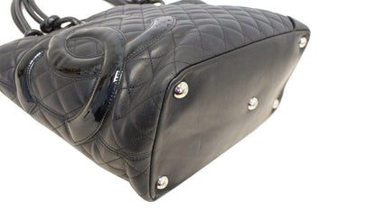 CHANEL Black Calf Skin Leather Large Cambon Tote Bag