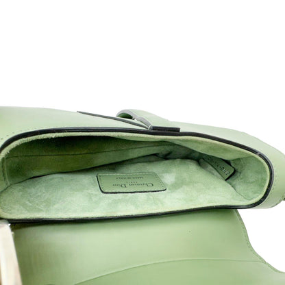 CHRISTIAN DIOR Saddle Leather Satchel Bag Green