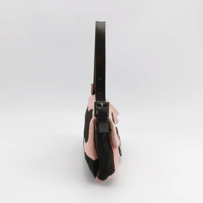 Fendi Baguette Pony Style Calfskin Leather Shoulder Bag in Pink Cow Print