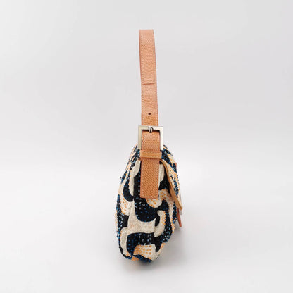 Fendi Baguette Beaded Windmill Orange Black Lizard Buckle