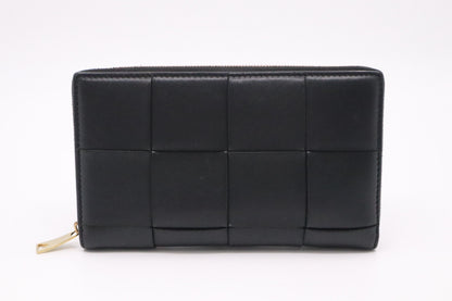 Bottega Veneta Casette Zippy Wallet in Black Intrecciato Leather