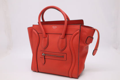 Celine Micro Luggage in Blood Orange Leather