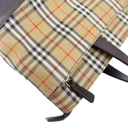 BURBERRY 20th Century Haymarket House Check Canvas Tote Bag Beige