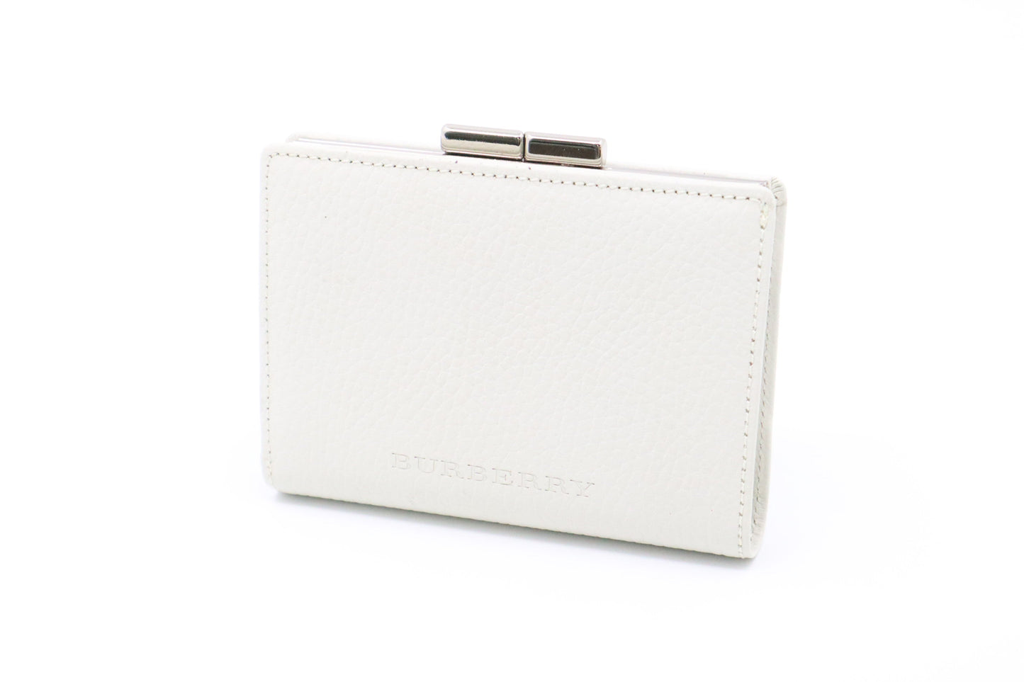Burberry Compact Wallet in White Leather