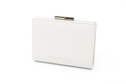 Burberry Compact Wallet in White Leather