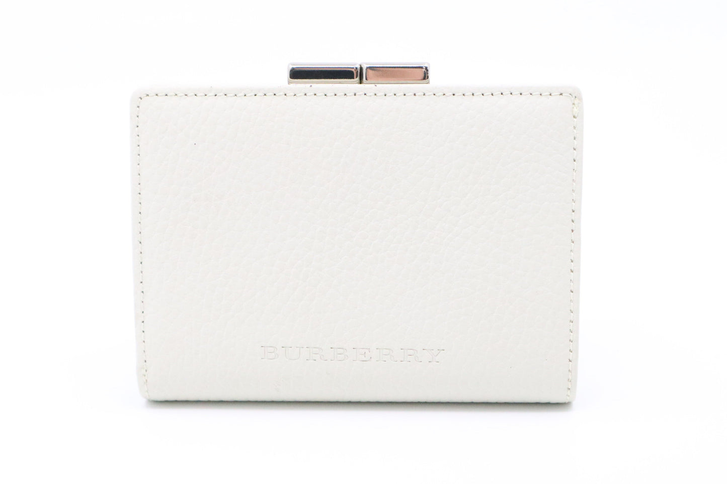 Burberry Compact Wallet in White Leather
