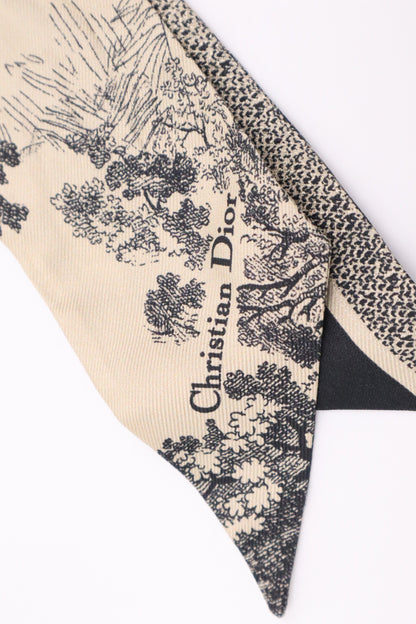 Dior Twilly in Black and Beige Toile de Jouy Sauvage Silk