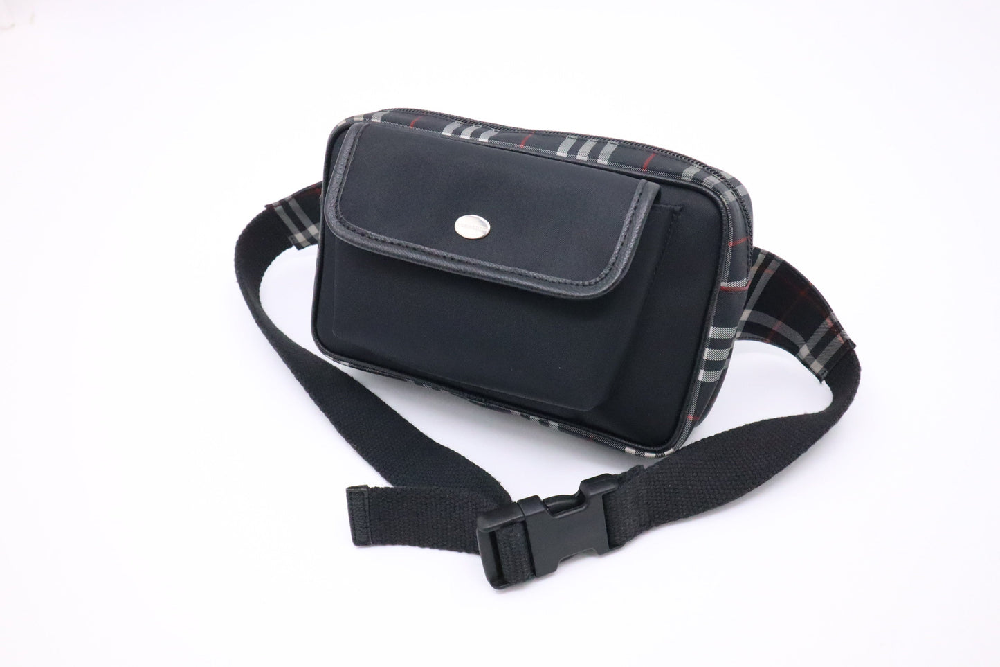Burberry Waist Pouch in Black Check Nylon