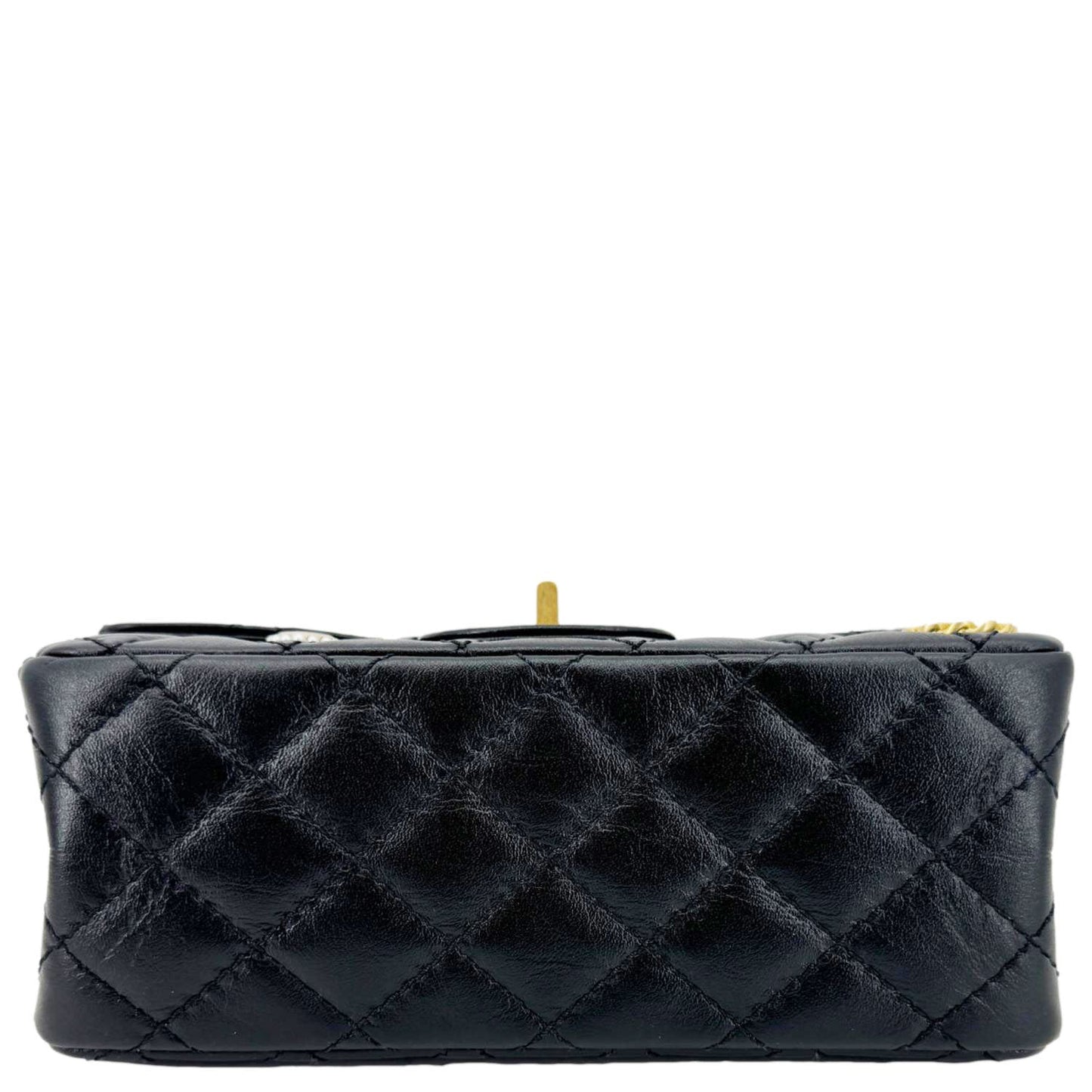 CHANEL Reissue 2.55 Crystal Charms 225 Flap Quilted Leather Crossbody Bag Black
