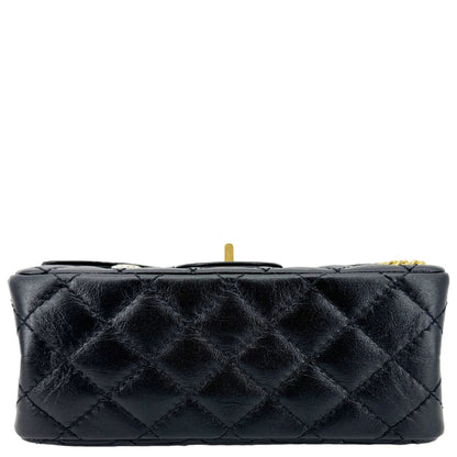 CHANEL Reissue 2.55 Crystal Charms 225 Flap Quilted Leather Crossbody Bag Black
