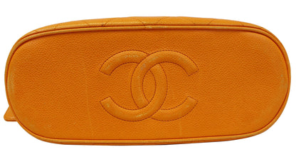 CHANEL Caviar Leather Orange Timeless Shoulder Bag