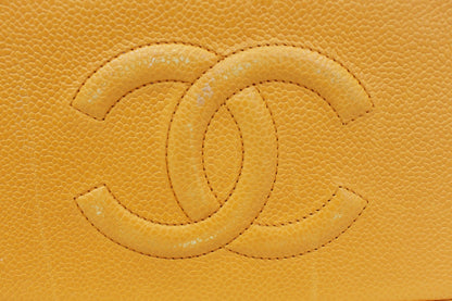 CHANEL Caviar Leather Orange Timeless Shoulder Bag