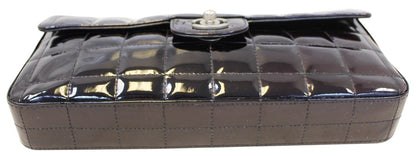 CHANEL Plum Patent Leather Square Stitch CC Shoulder Bag