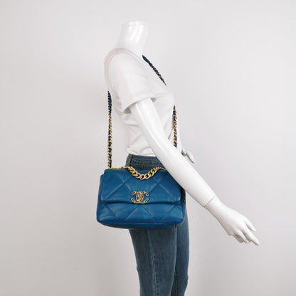 Chanel 19 Bag Small Teal Blue Gold Hardware Chain Crossbody Bag